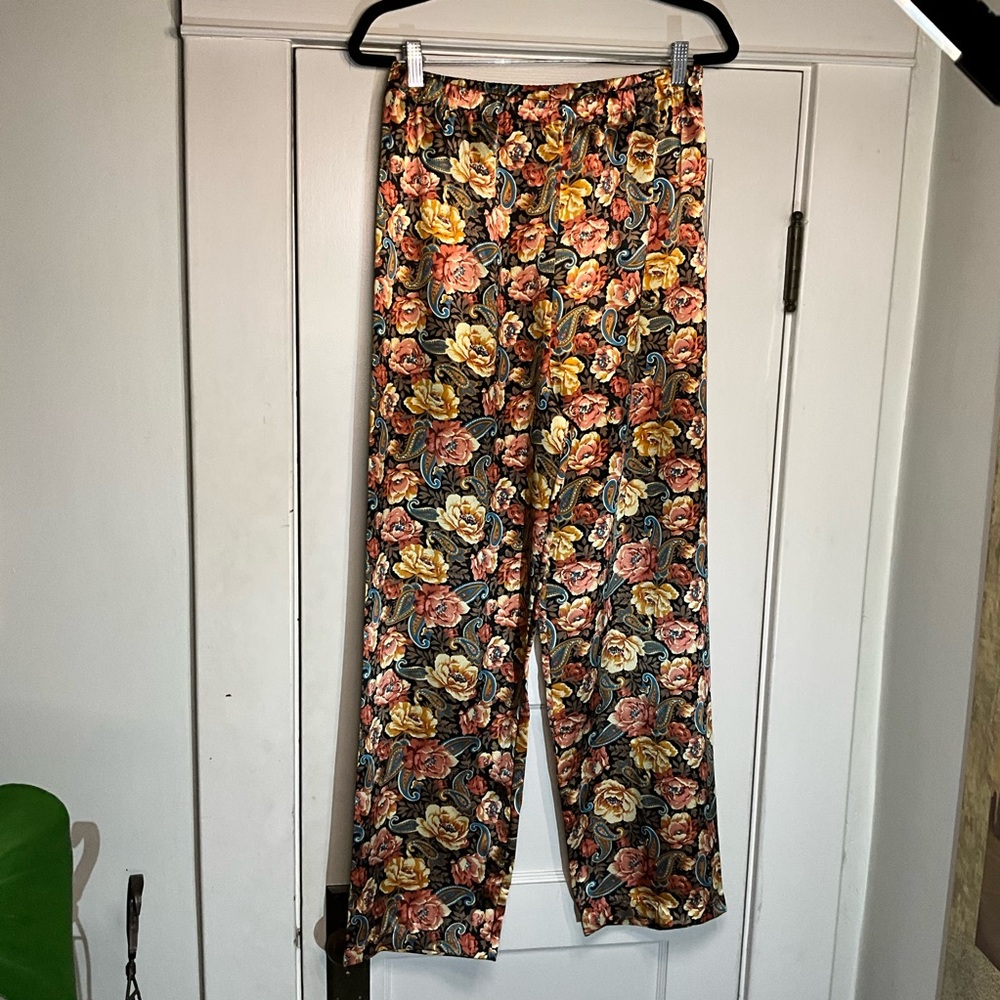 Victoria's Secret Vintage Paisley Floral Satin Pants